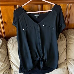 V-Neck Multicolored Button Down Shirt